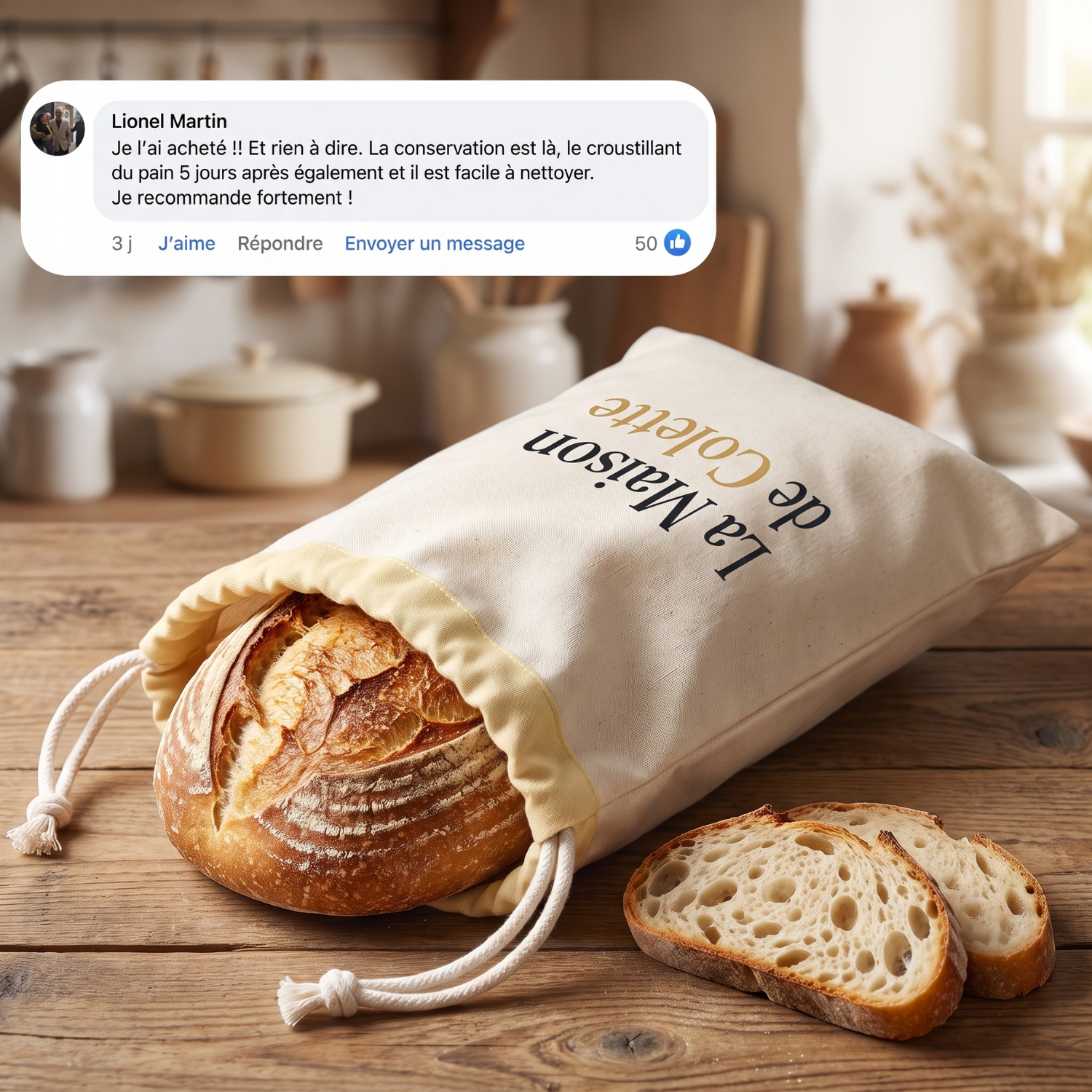 Le Sac Colette (30 x 40 cm) — Votre pain frais après 5 jours