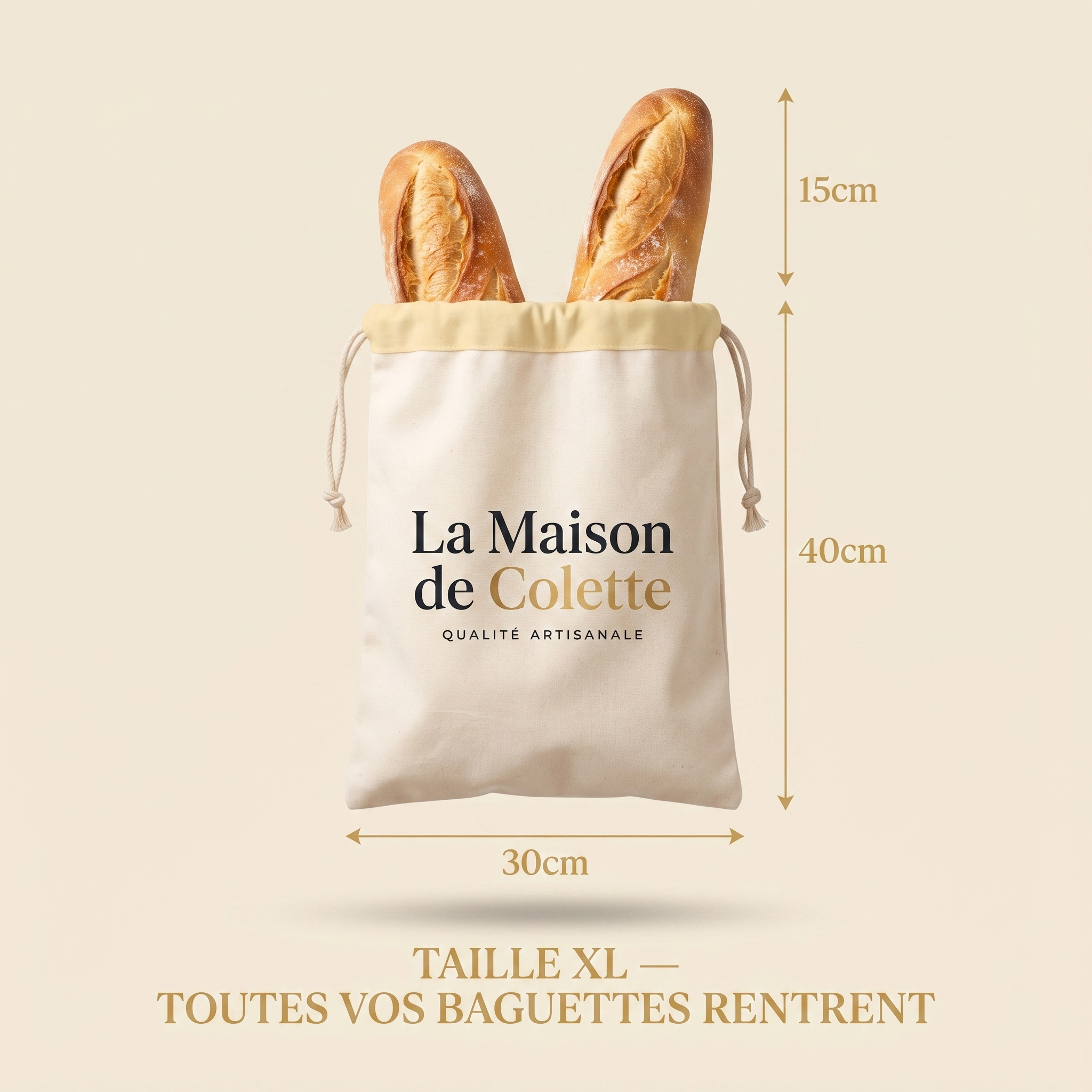 Le Sac Colette (30 x 40 cm) — Votre pain frais après 5 jours